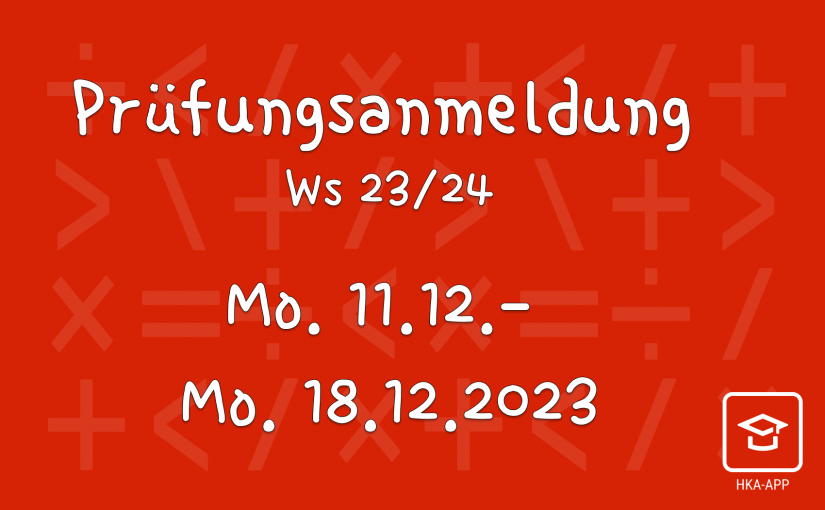 Prüfungsanmeldung WS 23/24